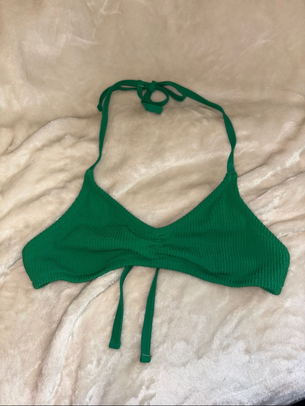 Aerie Green Textured Halter Bikini Top